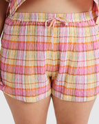 Womens Darlin Check Elastic Waist Shorts