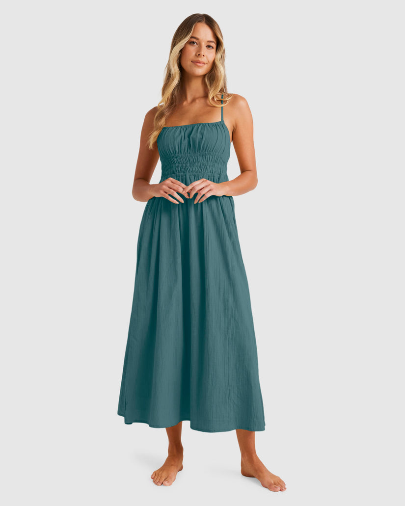 green emerald velvet dress Billabong Womens Texas Beach Midi Dress – ShopCGX main image 0