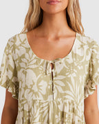 Womens Off Tropic Tiered Mini Dress