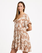 Womens Off Tropic Tier Mini Dress