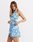 Womens Illusion Halter Wrap Mini Dress