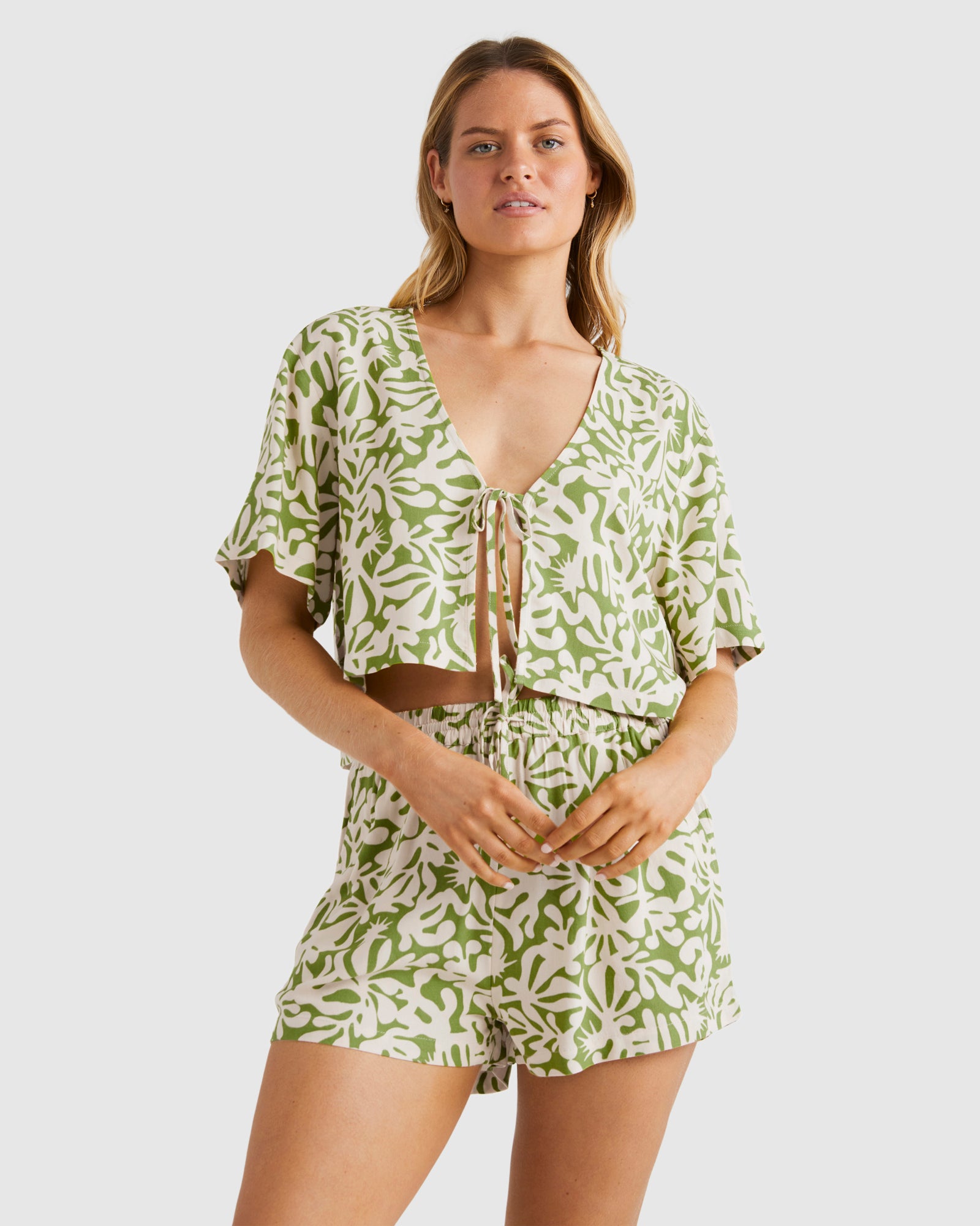 Womens Palm Grove Tie Short Sleeve Shirt Australia