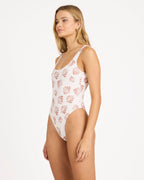 Womens Sandy Shells Square Tanker One Piece Swimsuit