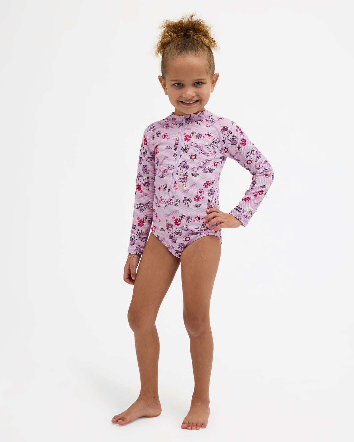 Girls 0-5 Hula Haze One Piece Shortie Long Sleeve Rash Vest