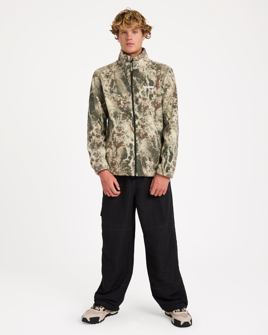 Mens Boundary Mock Zip Up Fleece Jacket