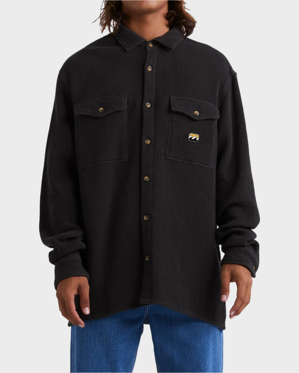 Mens Waffle On Long Sleeve Shirt
