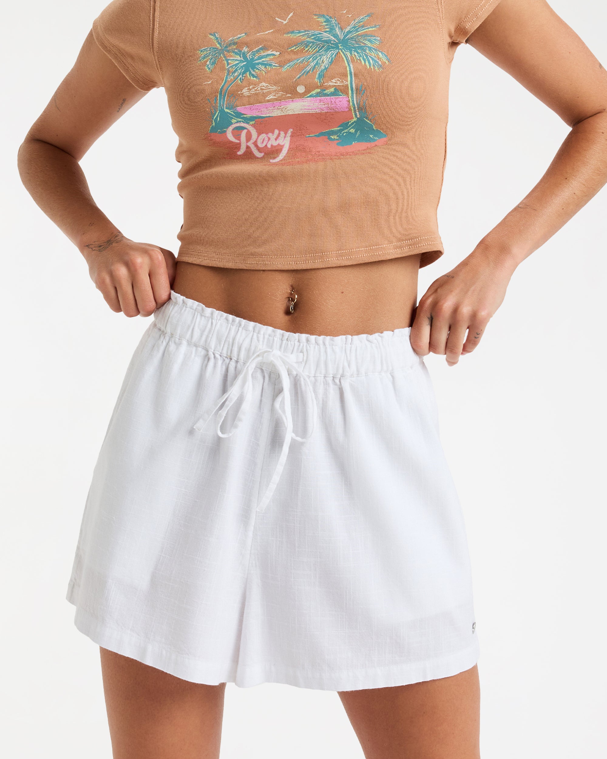 Womens Place To Elastic Waist Shorts