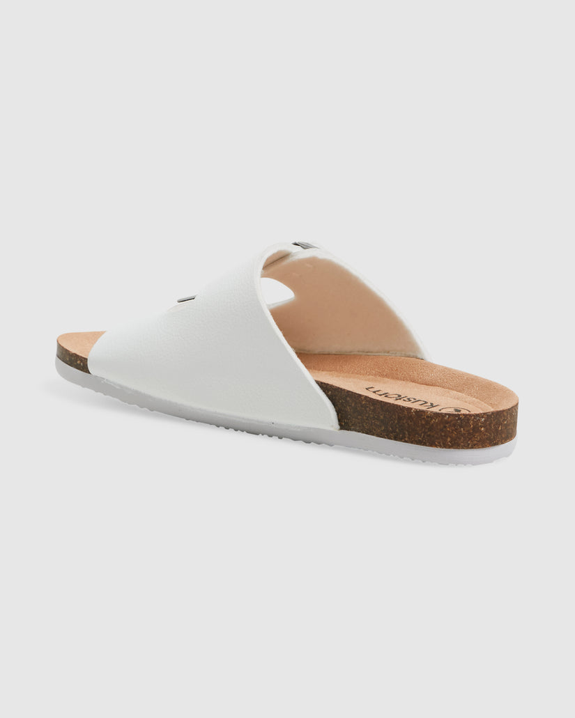WOMENS DUO SLIDE WHITE SANDALS