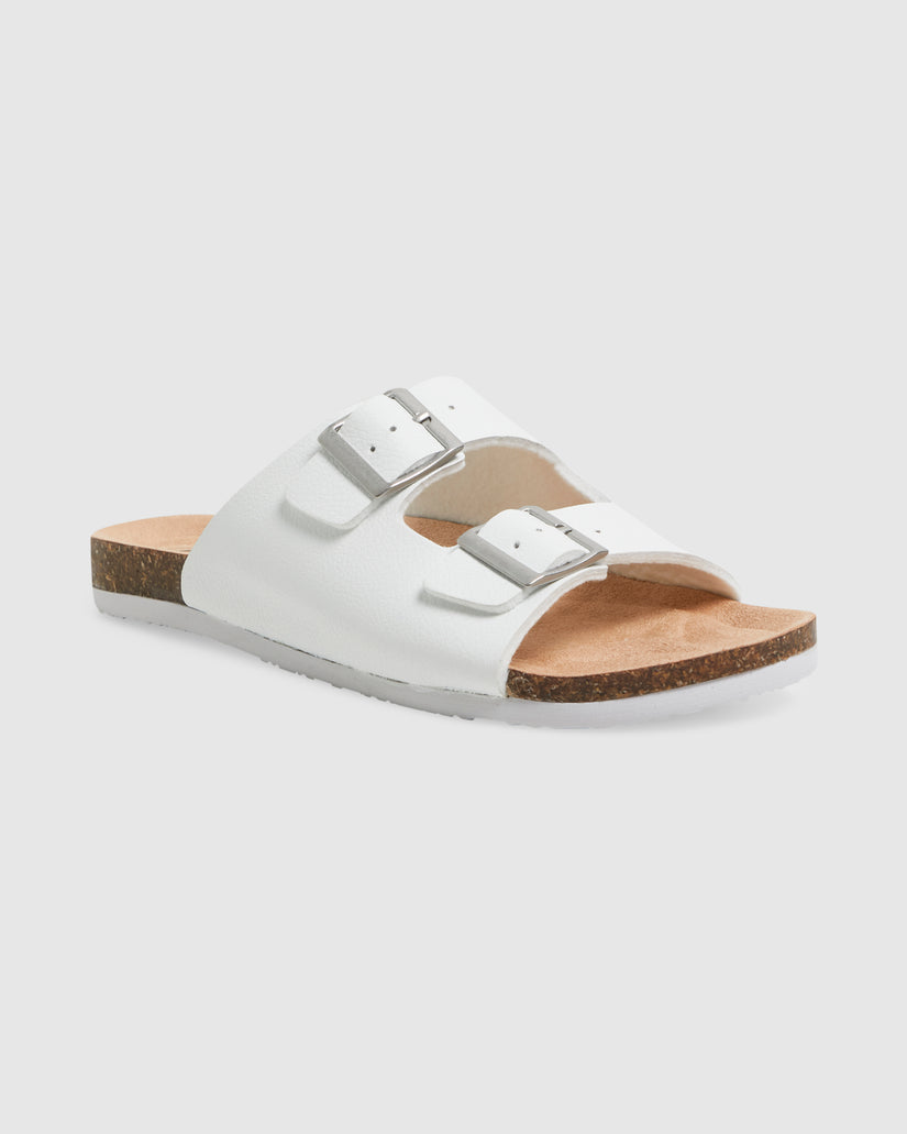 WOMENS DUO SLIDE WHITE SANDALS