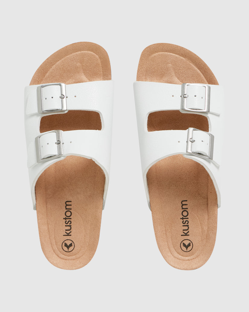 WOMENS DUO SLIDE WHITE SANDALS