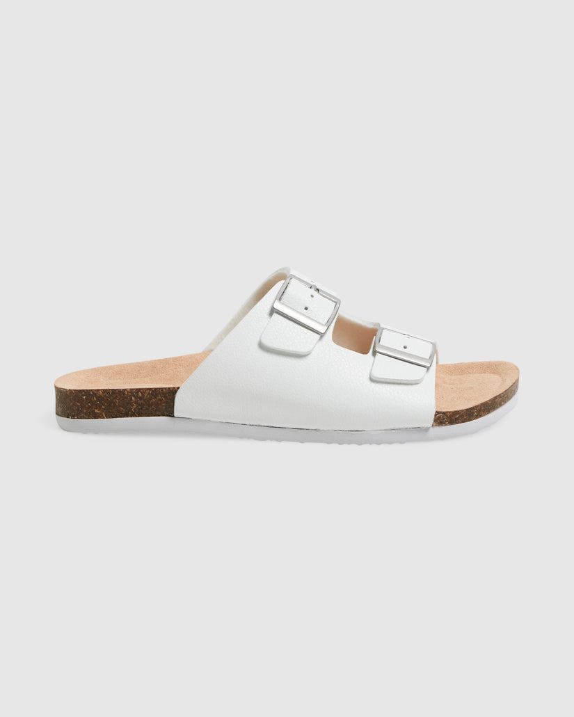 WOMENS DUO SLIDE WHITE SANDALS