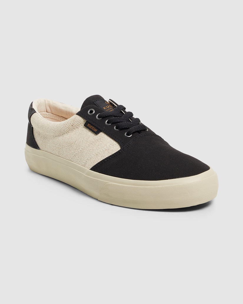 Mens Central Wide Black Hemp Sneakers