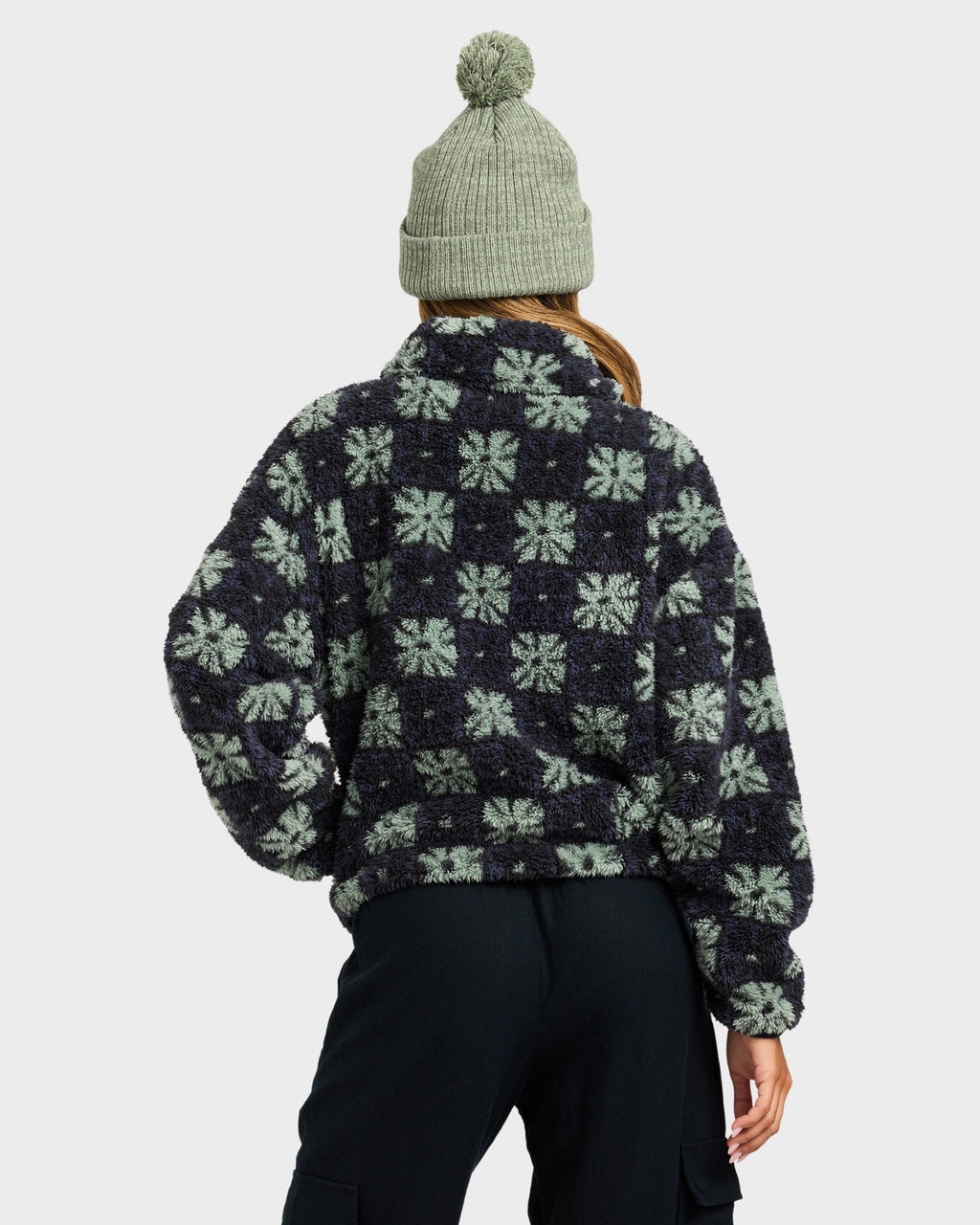 Womens Winter Sherpa Quarter zip Fleece Jumper