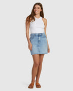 Womens Rain Beau Blue Denim Mini Skirt
