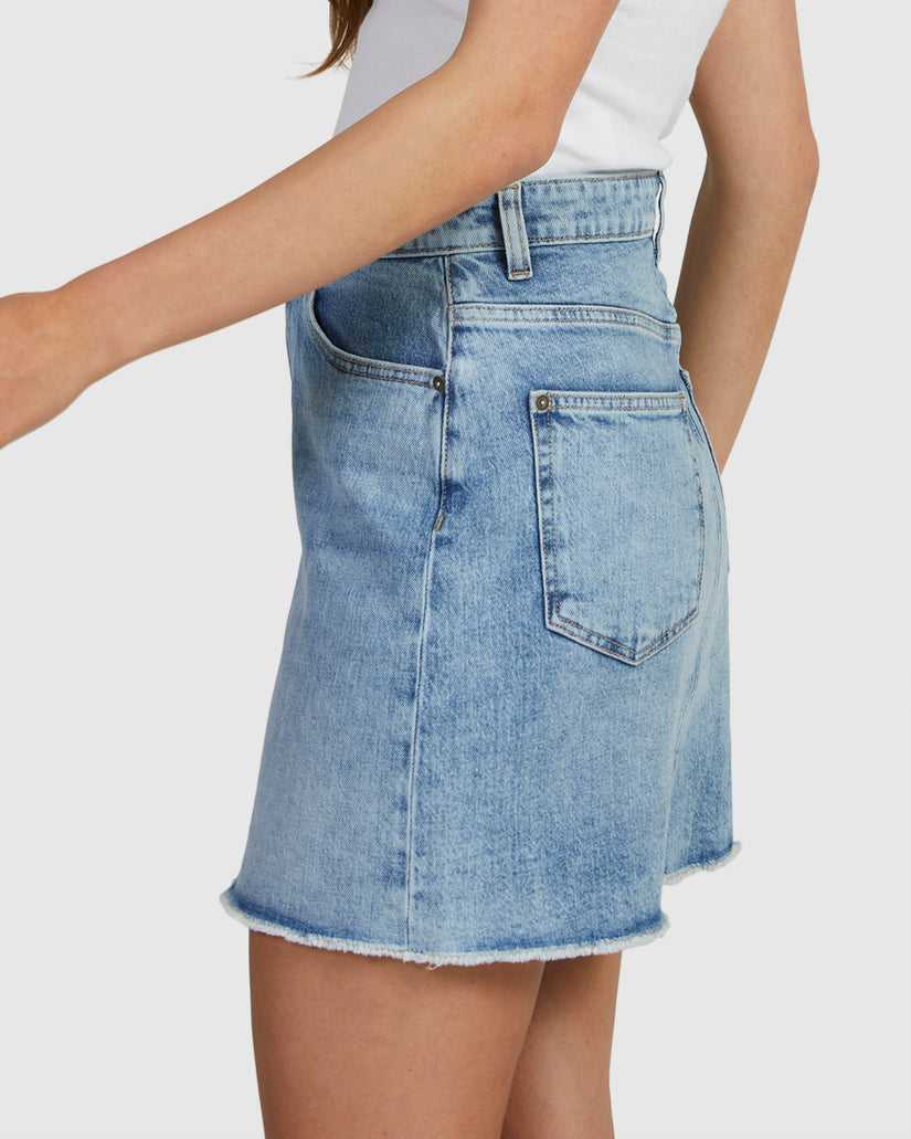 Womens Rain Beau Blue Denim Mini Skirt