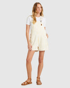 Womens Great Time Stripe Denim Overalls