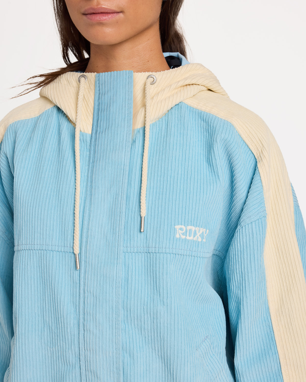 Womens Duo Cord Zip Up Hoodie Jacket