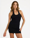 Womens Base Rib Halter Mini Dress