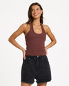 Womens Base Rib Halter Tank Top
