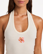 Womens Hibiscus Halter Tank Top