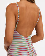 Womens Sunset Stripe Boyleg One Piece Swimsuit