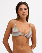 Womens Sunset Stripe Fixed Tri Bikini Top