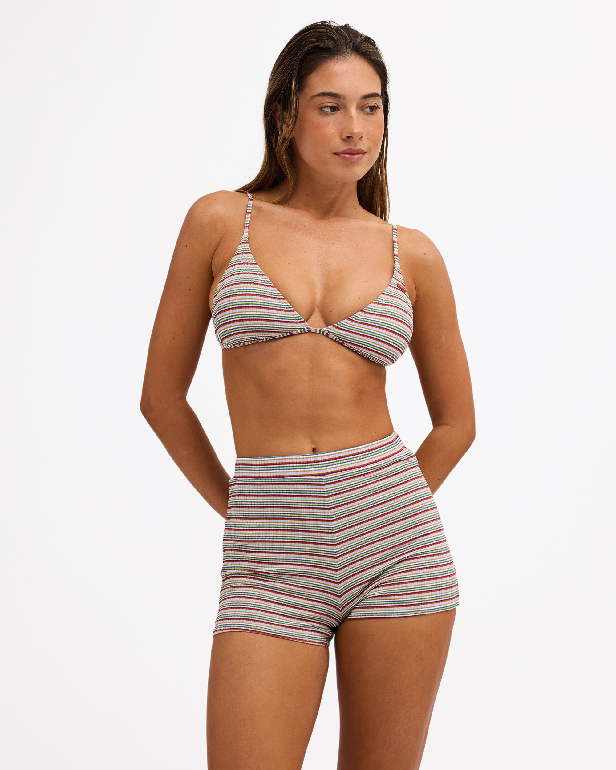 Womens Sunset Stripe Shorty Bikini Bottom