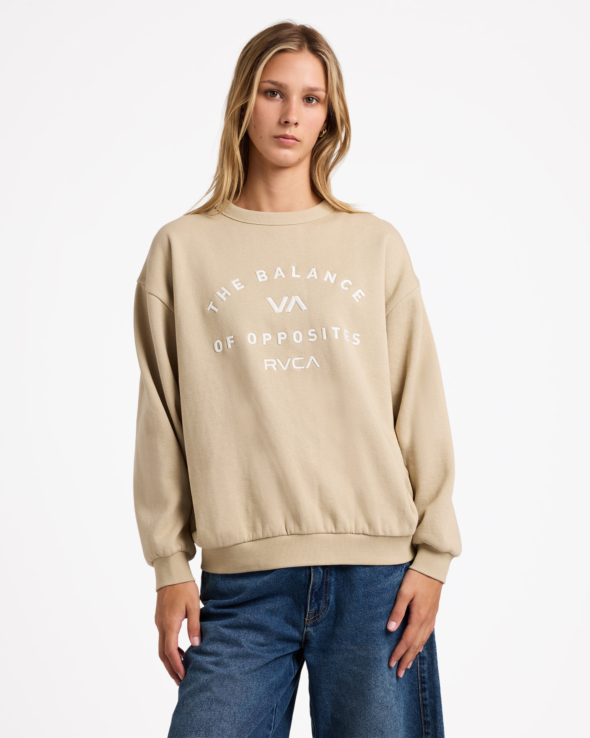 RVCA Womens Bold RVCA Crew Neck - SAND - Surf Dive 'n Ski
