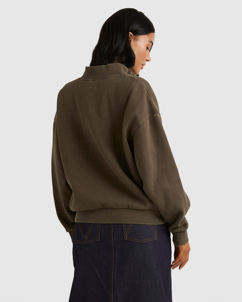 Womens RVCA County 1/4 Zip Crew Neck