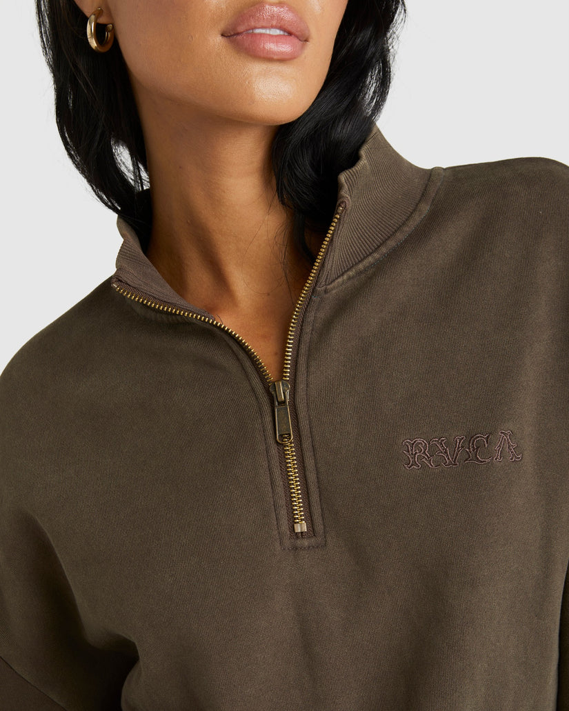 Womens RVCA County 1/4 Zip Crew Neck