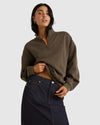 Womens RVCA County 1/4 Zip Crew Neck