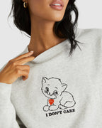 Womens I Dont Care Crew Neck Neck