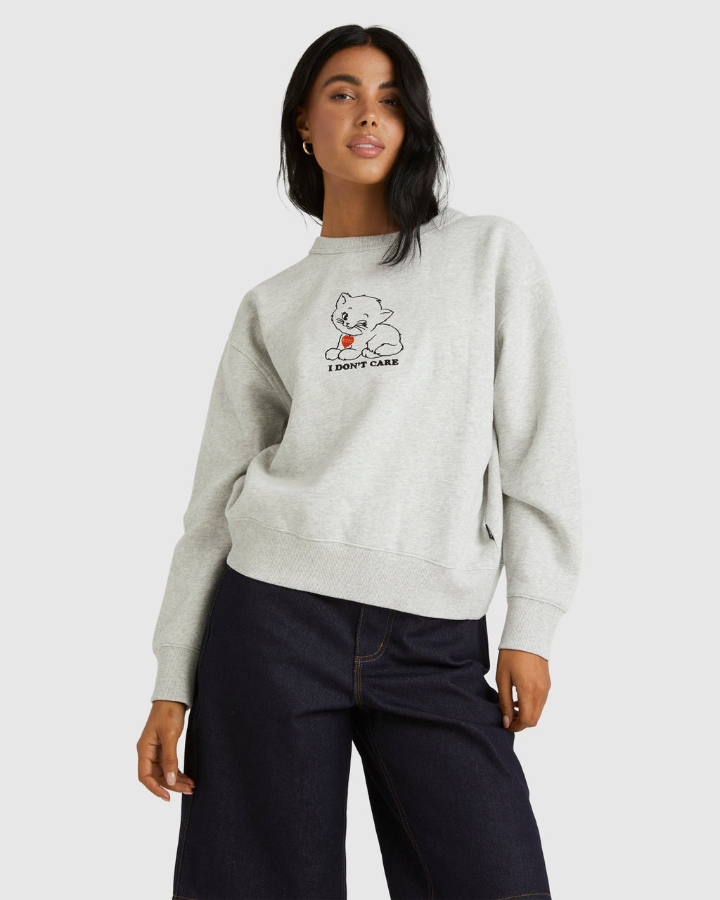 Womens I Dont Care Crew Neck Neck