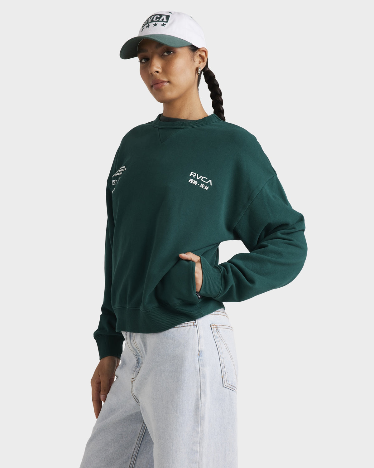 Womens Worldly Pocket Crew Neck