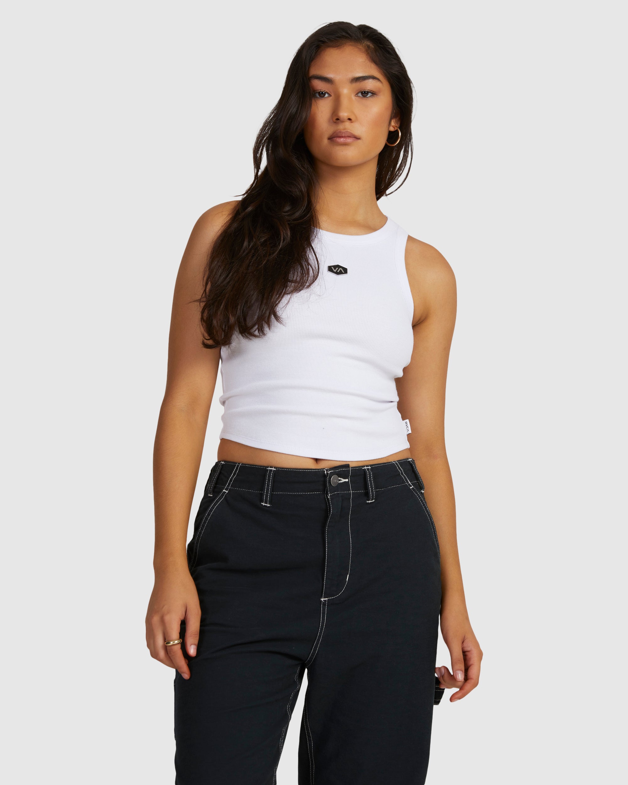 Womens Rvca Badge Staple Tank Top Australia