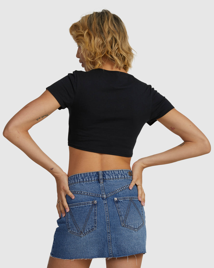 MID RISE DENIM SKIRT