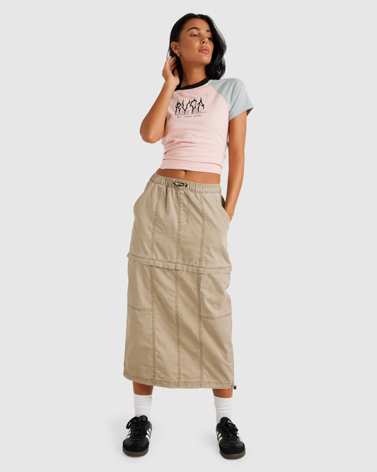 Womens Stowaway Zip Off Midi Skirt