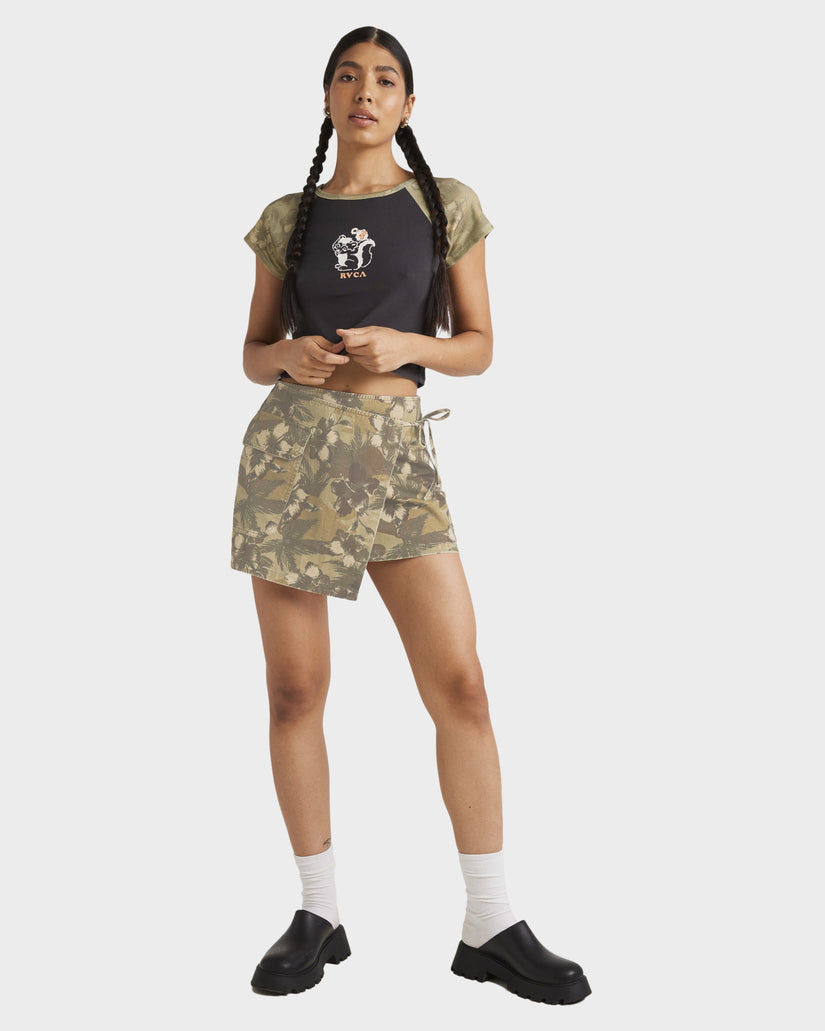 Womens Wrapped Cargo Mini Skirt
