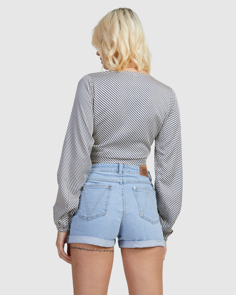 Womens Eclipse Long Sleeve Tie Front Top