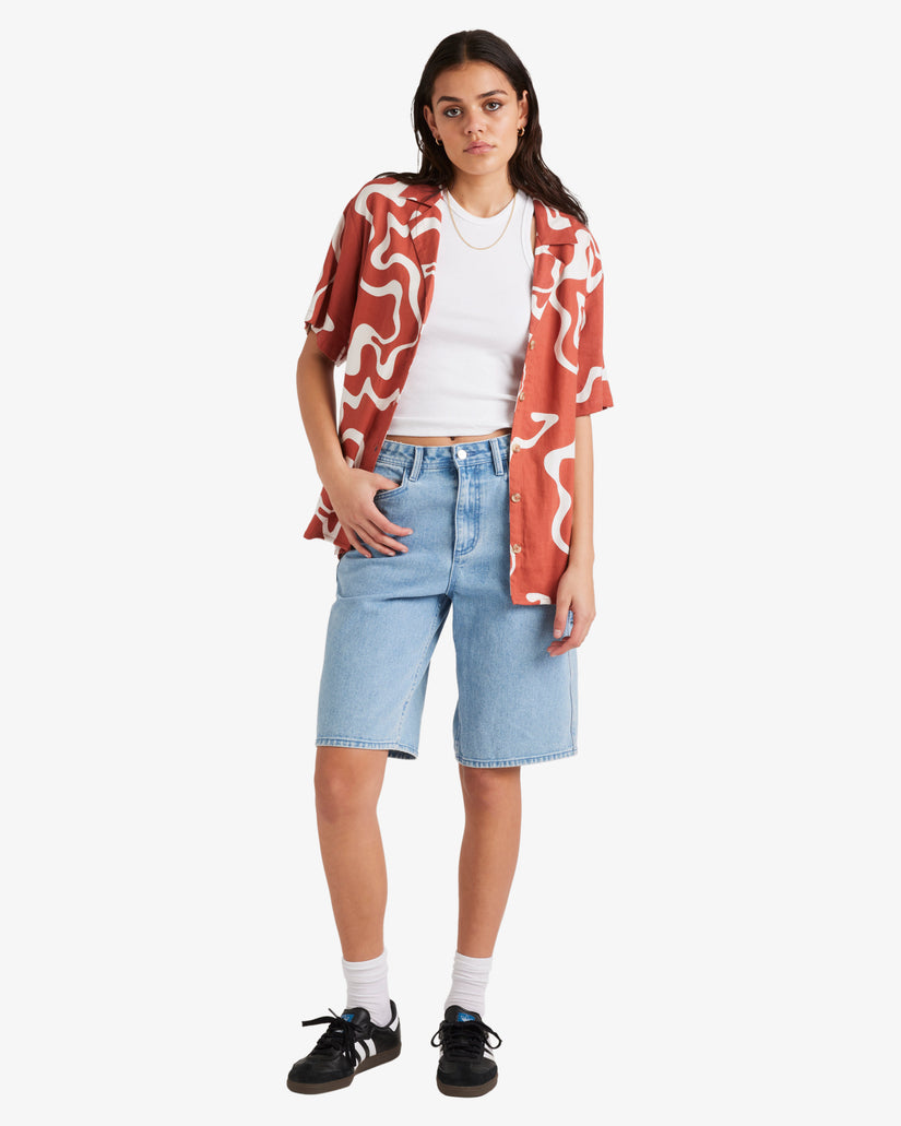 Womens Split Over Short Sleeve Shirt