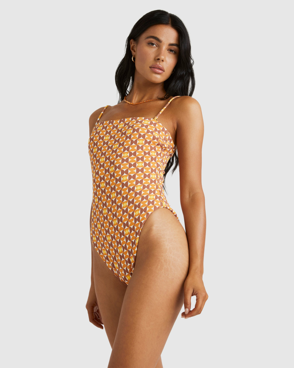 Womens Deco Tubular One Piece Swimsuit