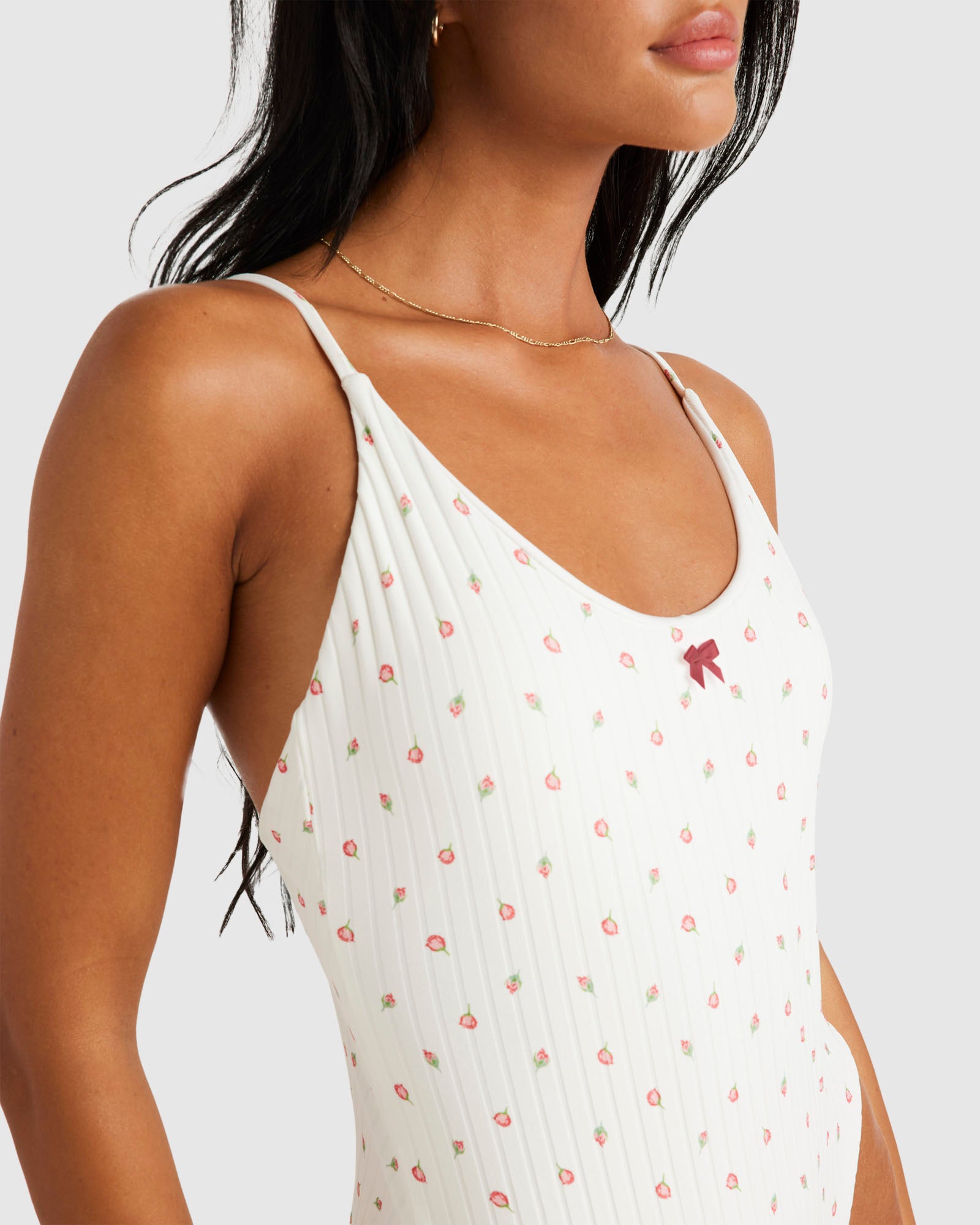 Womens Rose Bud One Piece Swimsuit