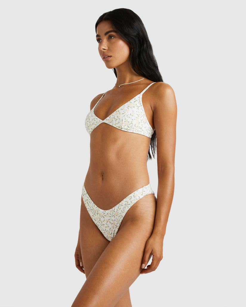 Womens Ditsy Rib Fixed Tri Bikini Top