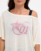 Womens Leisure Club Off The Shoulder T-Shirt