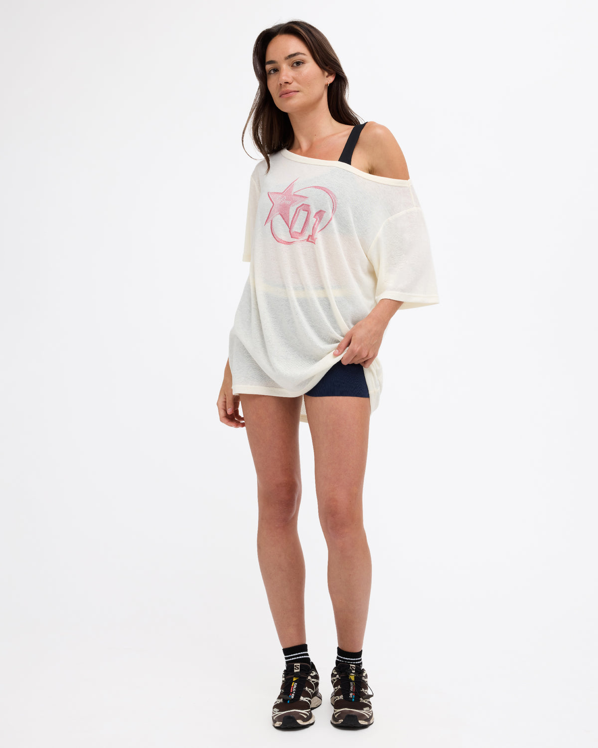 Womens Leisure Club Off The Shoulder T-Shirt