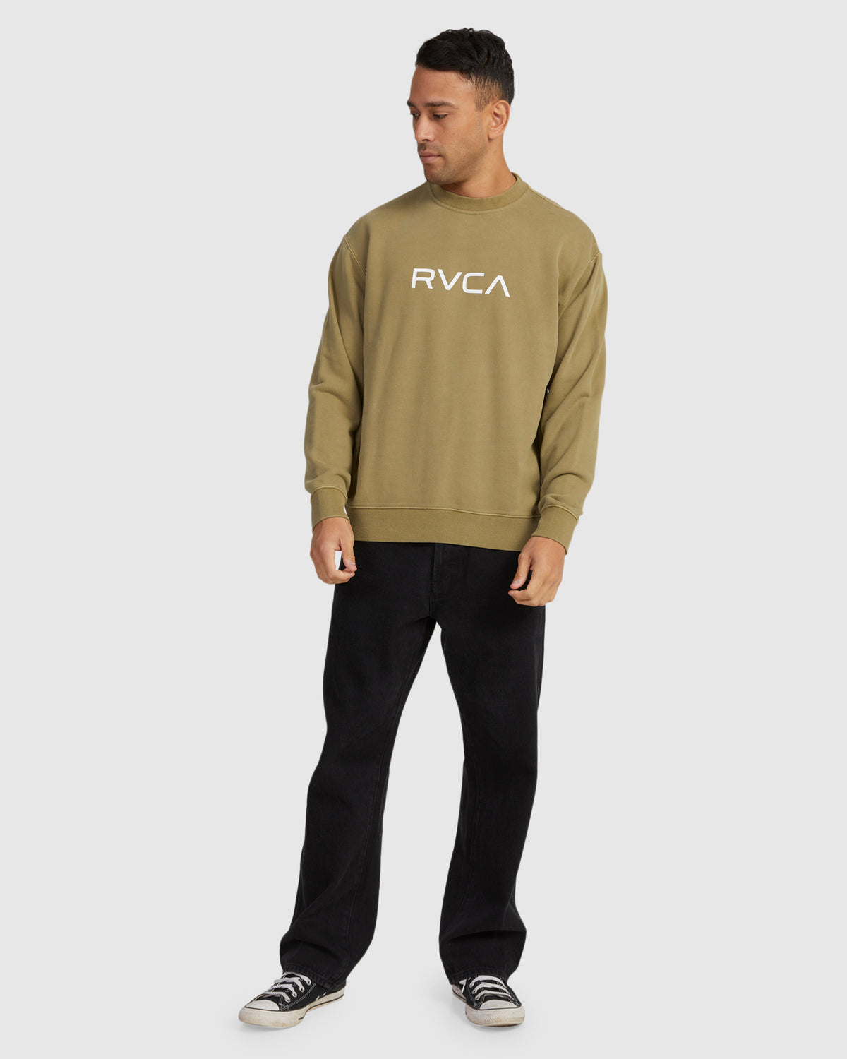 Mens Big RCVA Washed Crew Neck Neck