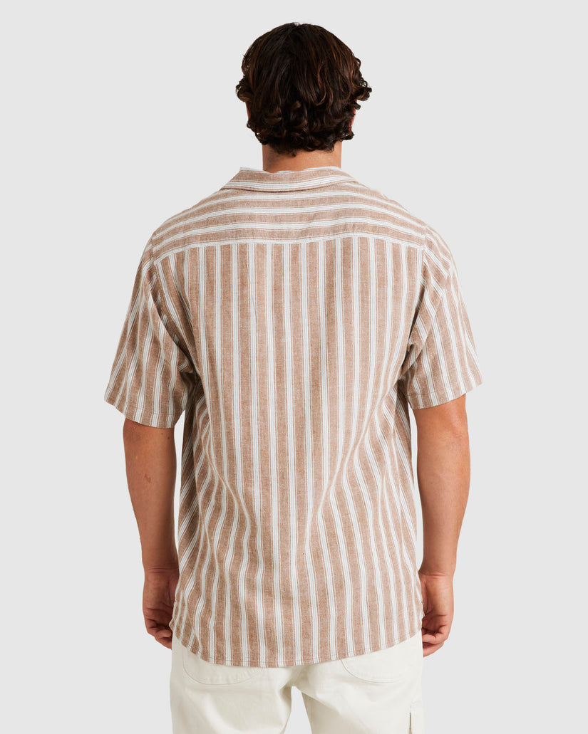 Mens Beat Stripe Vintage Short Sleeve Short Sleeve Shirt