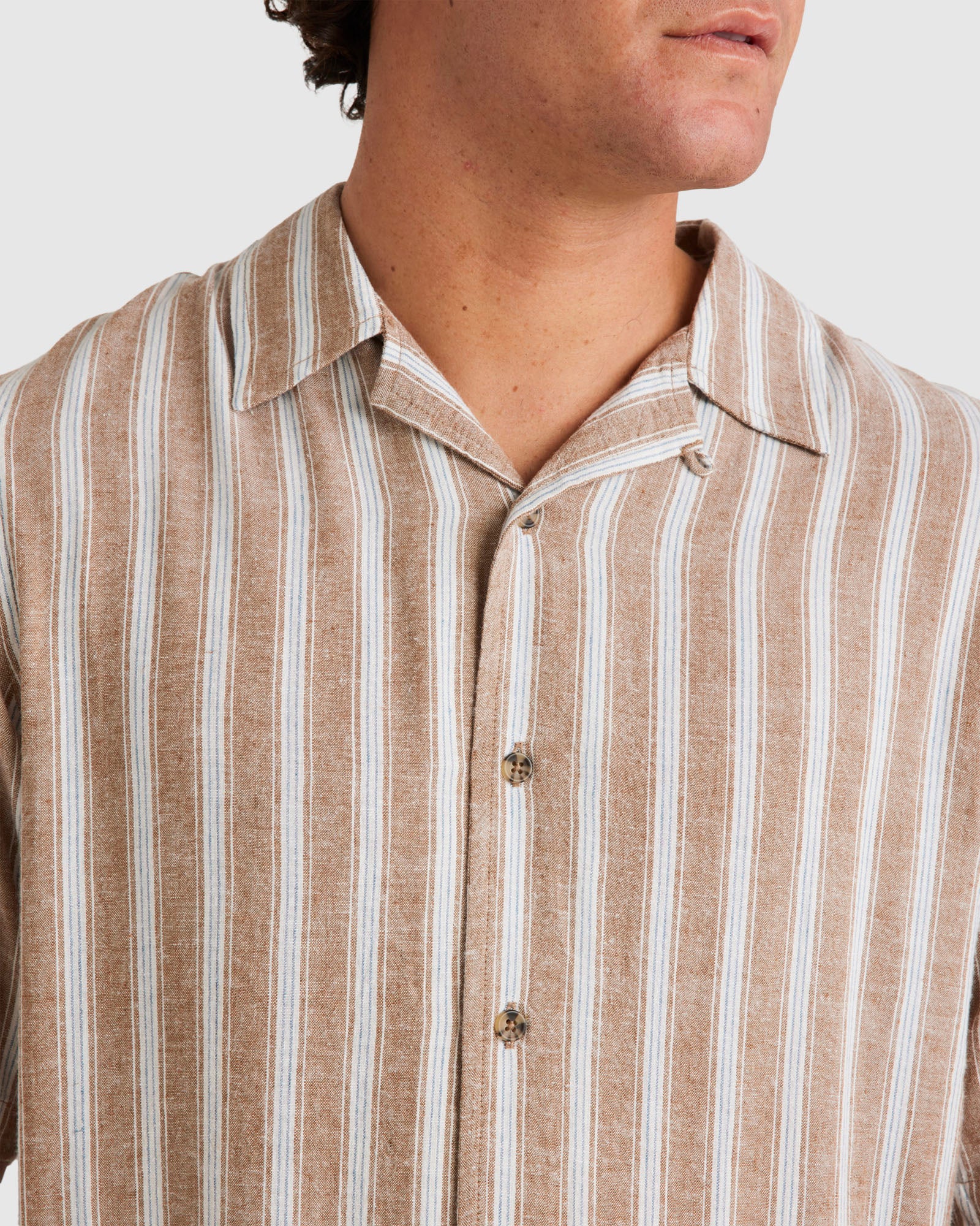 Mens Beat Stripe Vintage Short Sleeve Shirt