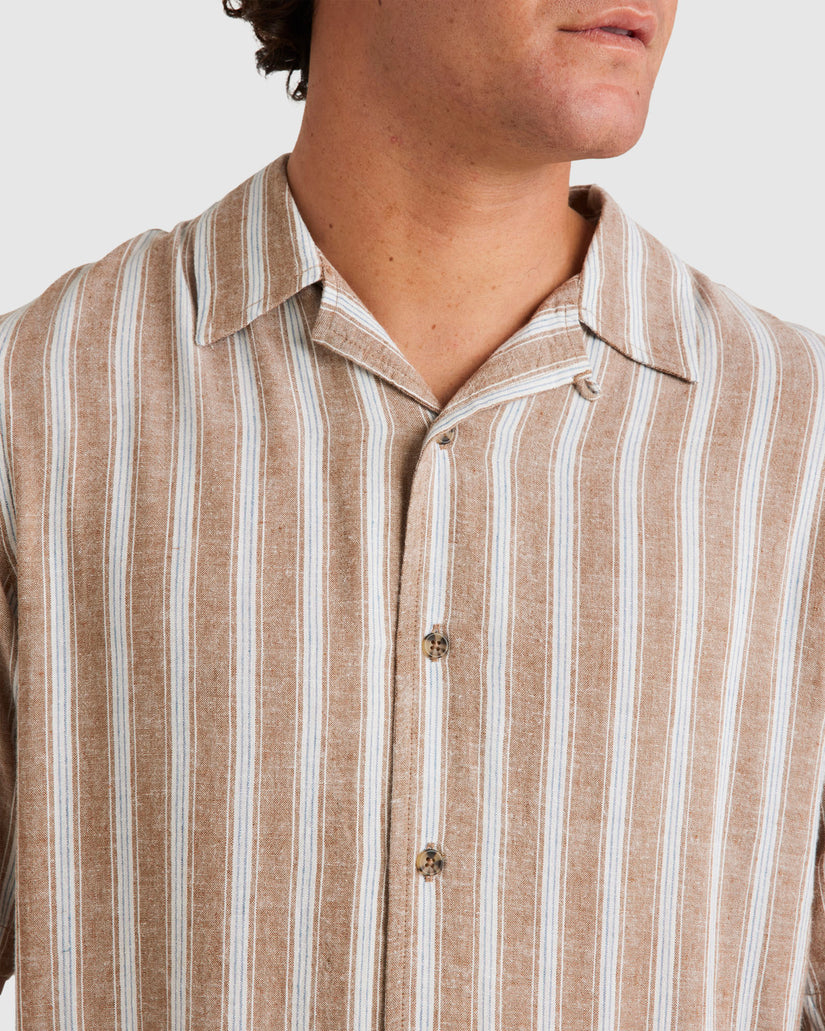 Mens Beat Stripe Vintage Short Sleeve Short Sleeve Shirt