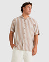 Mens Beat Stripe Vintage Short Sleeve Short Sleeve Shirt